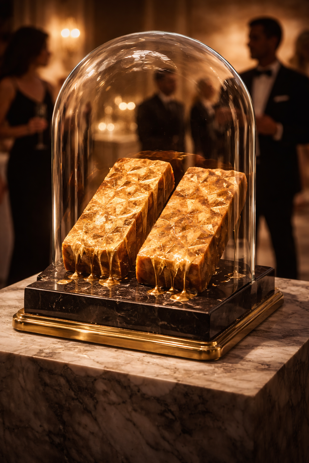 Amber Bullion -A sculpted block of molten gold, cast in fire, designed to command the room