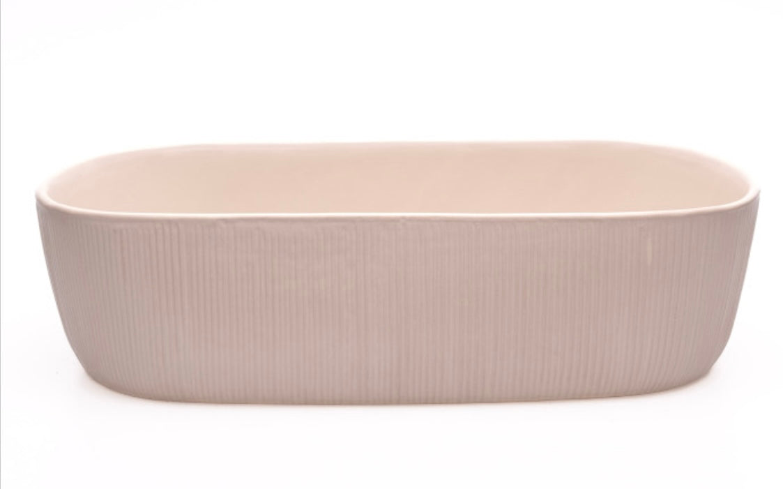 Oblong Ceramic Ribbed Jar 1000ml