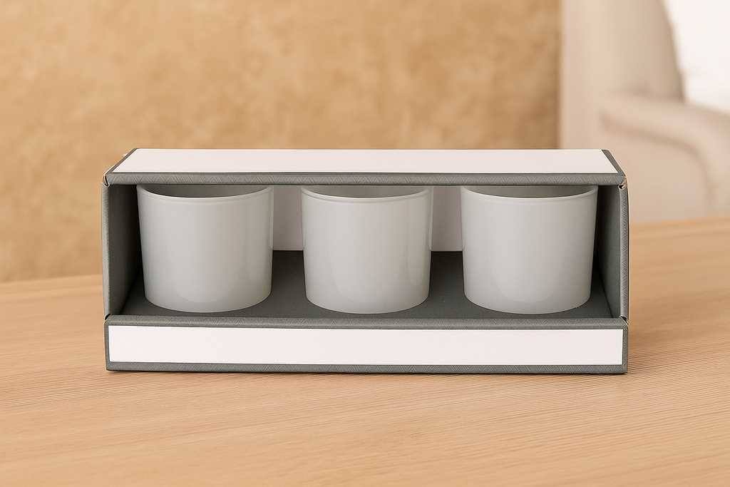 Gift Boxed Triple Candle Pearl White 200ml each