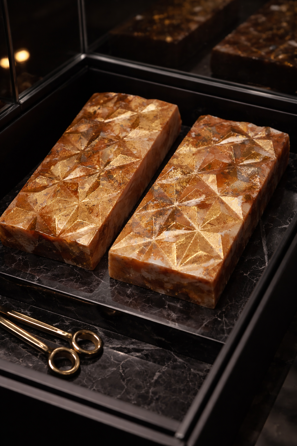Amber Bullion -A sculpted block of molten gold, cast in fire, designed to command the room
