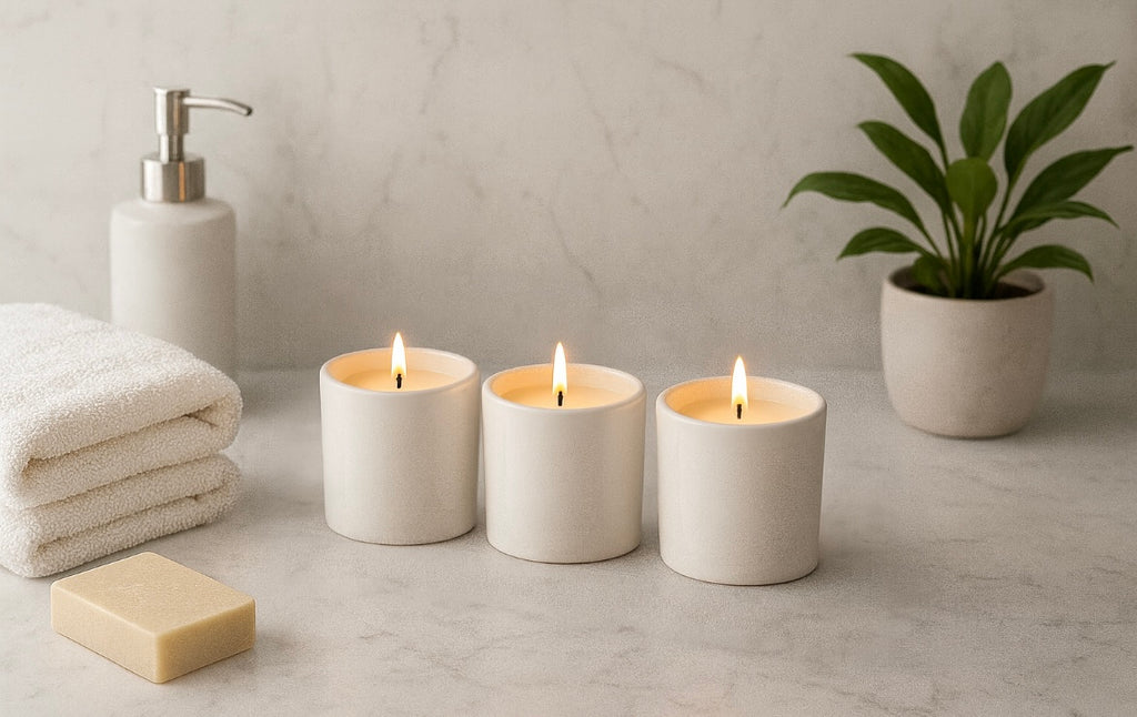 Gift Boxed Triple Candle Pearl White 200ml each